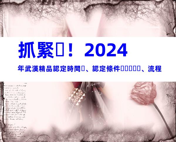 抓緊！2024年武漢精品認定時間、認定條件、流程